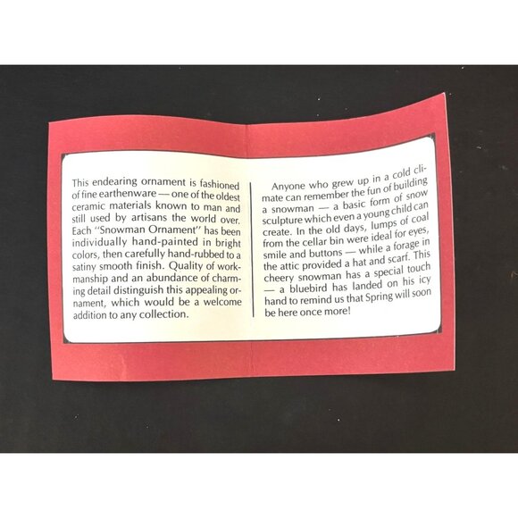 VINTAGE Hand-Painted Earthenware Snowman Ornament w Broom Bluebird Traditional - Picture 4 of 14